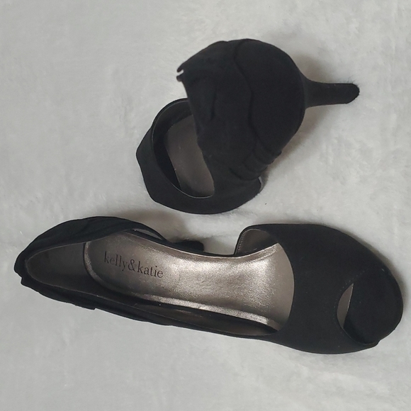 Kelly & Katie Open toe heel shoes 8 1/2 black ( Ss8 ) - Picture 1 of 6